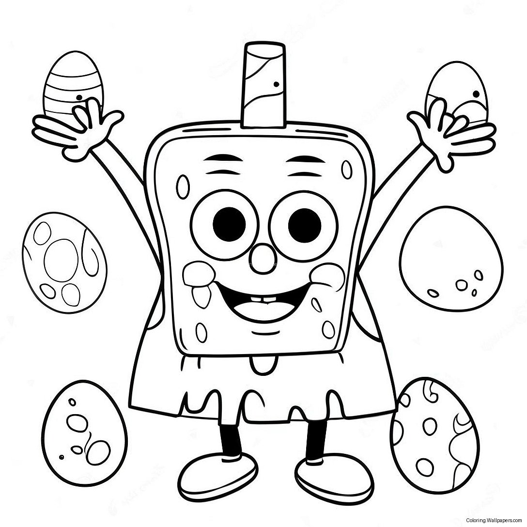 Página Para Colorear De Spongebob Con Huevos Coloridos 36376