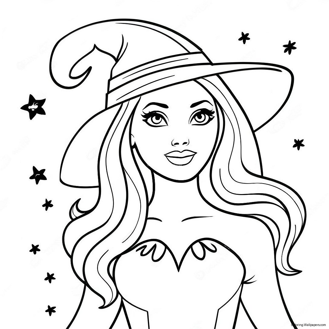 Spooky Barbie Witch Coloring Page 12581