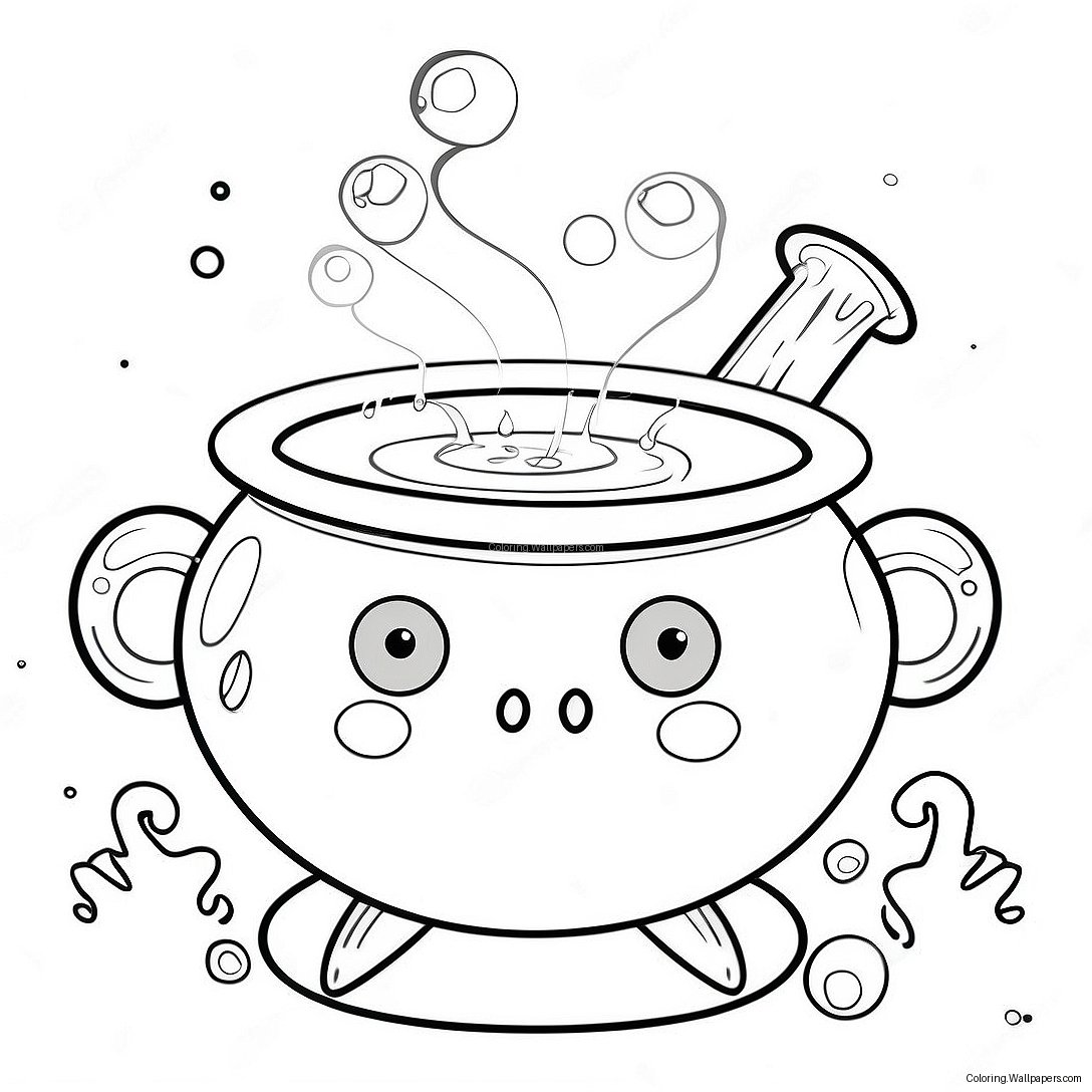 Spooky Cauldron With Bubbles Coloring Page 29299