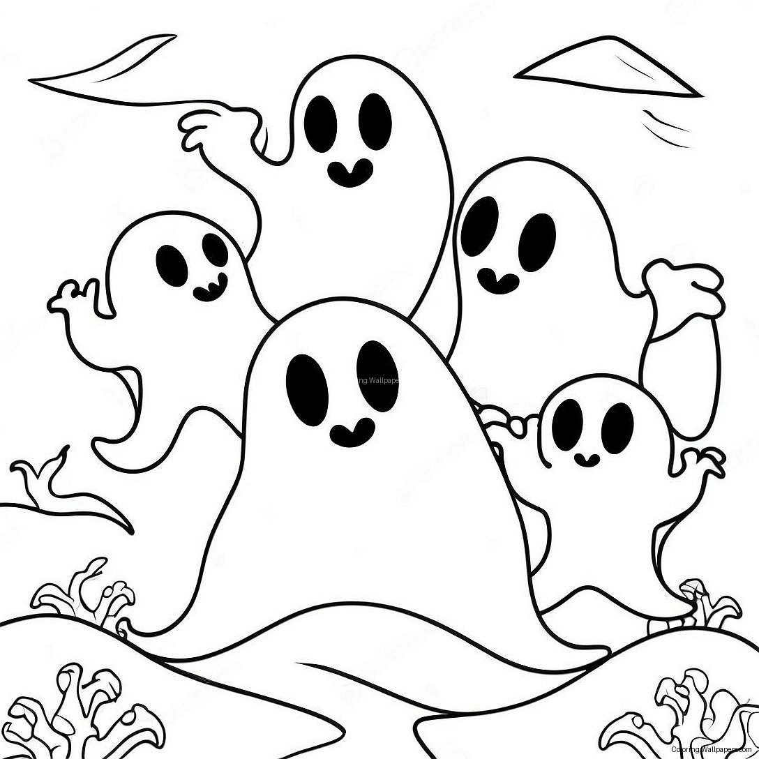 Spooky Ghosts Halloween Coloring Page 23257