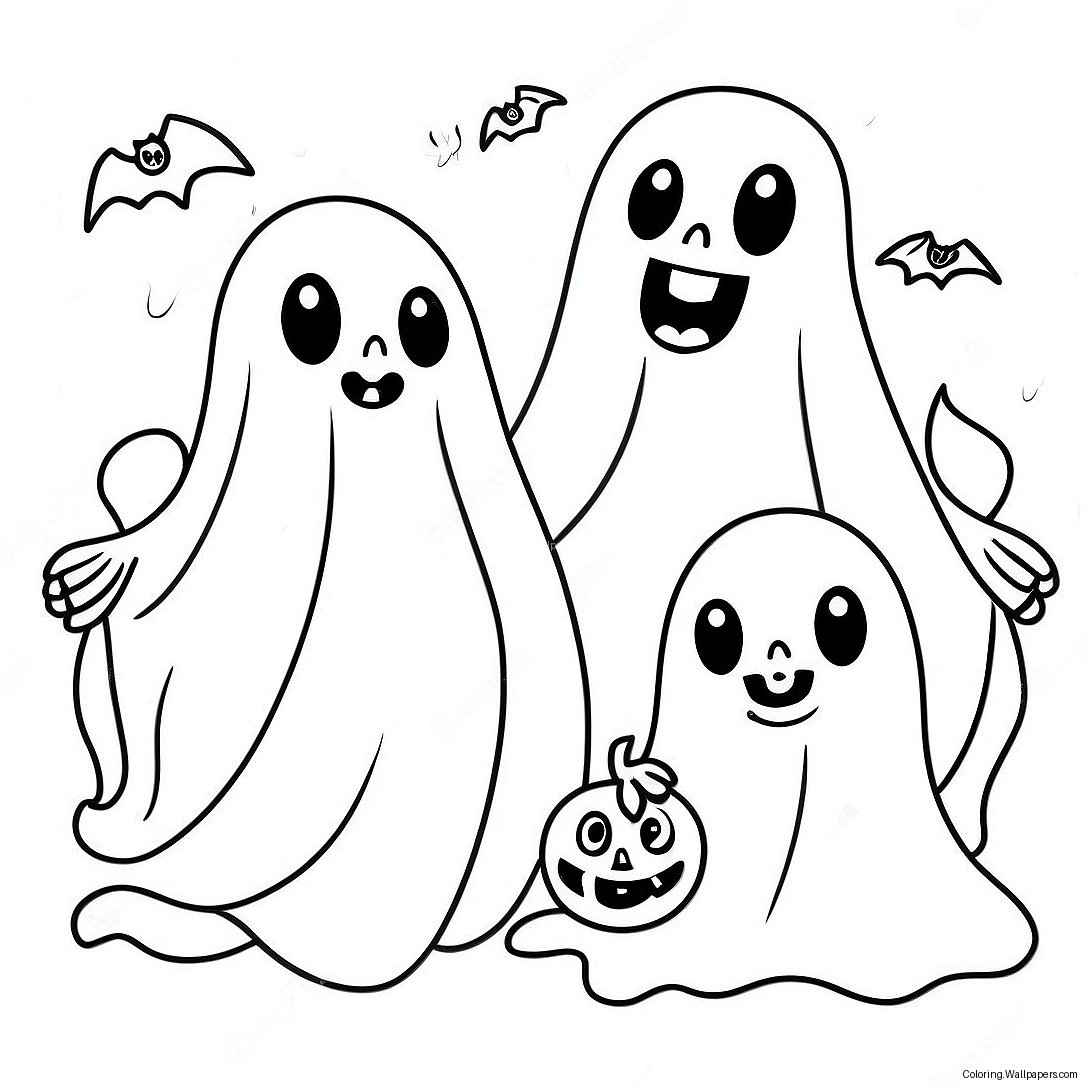 Spooky Ghosts Halloween Coloring Page 23259