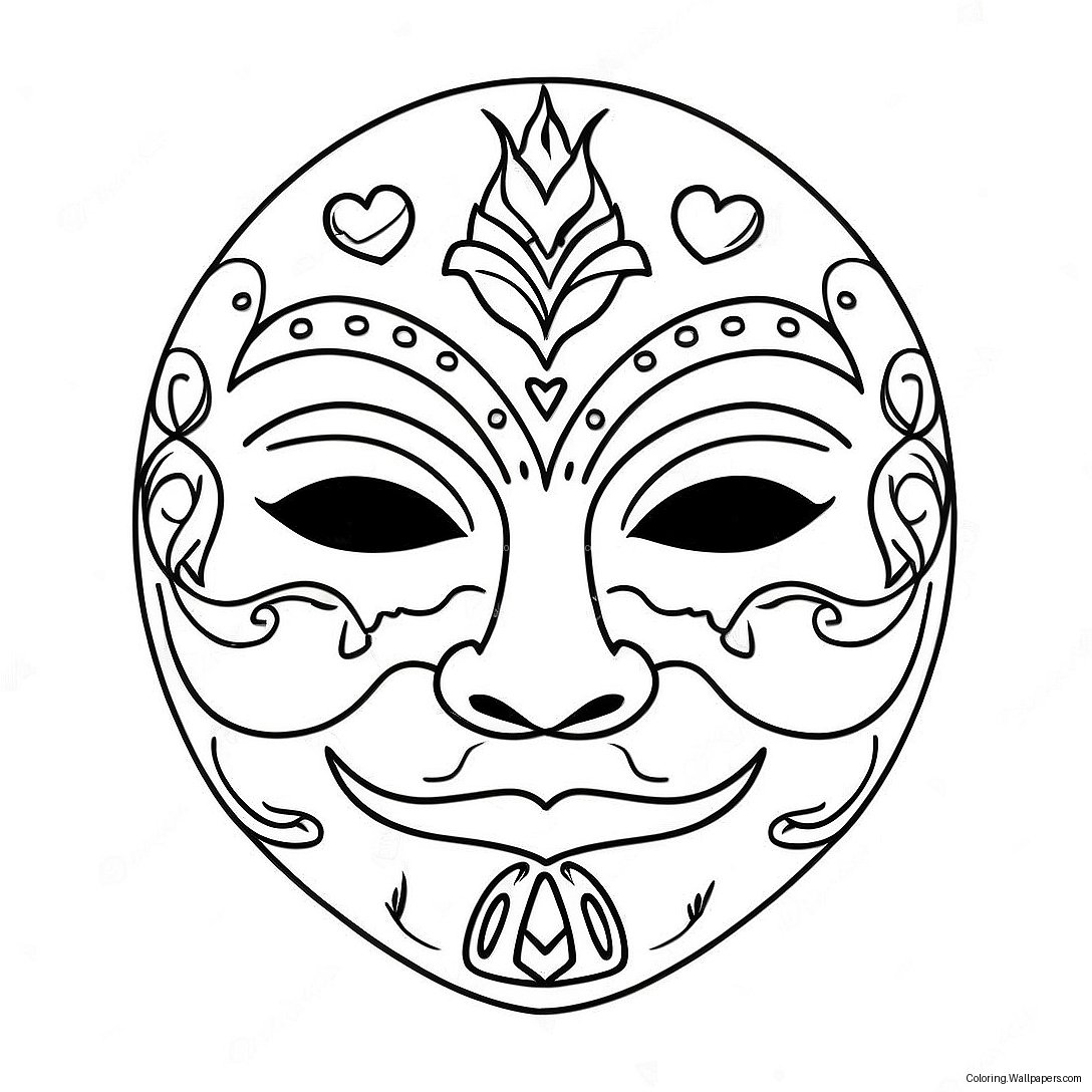 Spooky Halloween Mask Template Coloring Page 33222