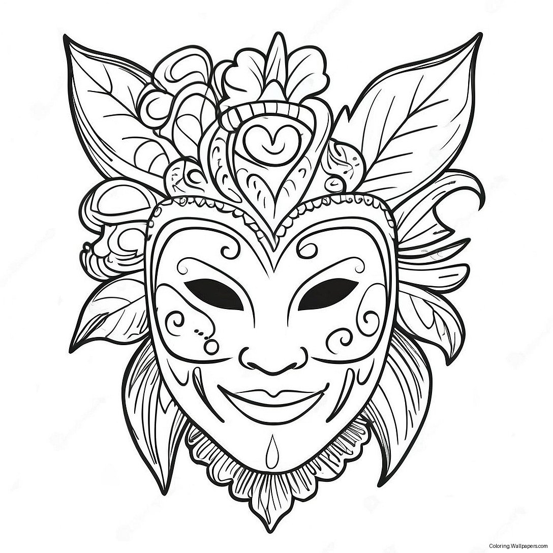 Spooky Halloween Mask Template Coloring Page 33224