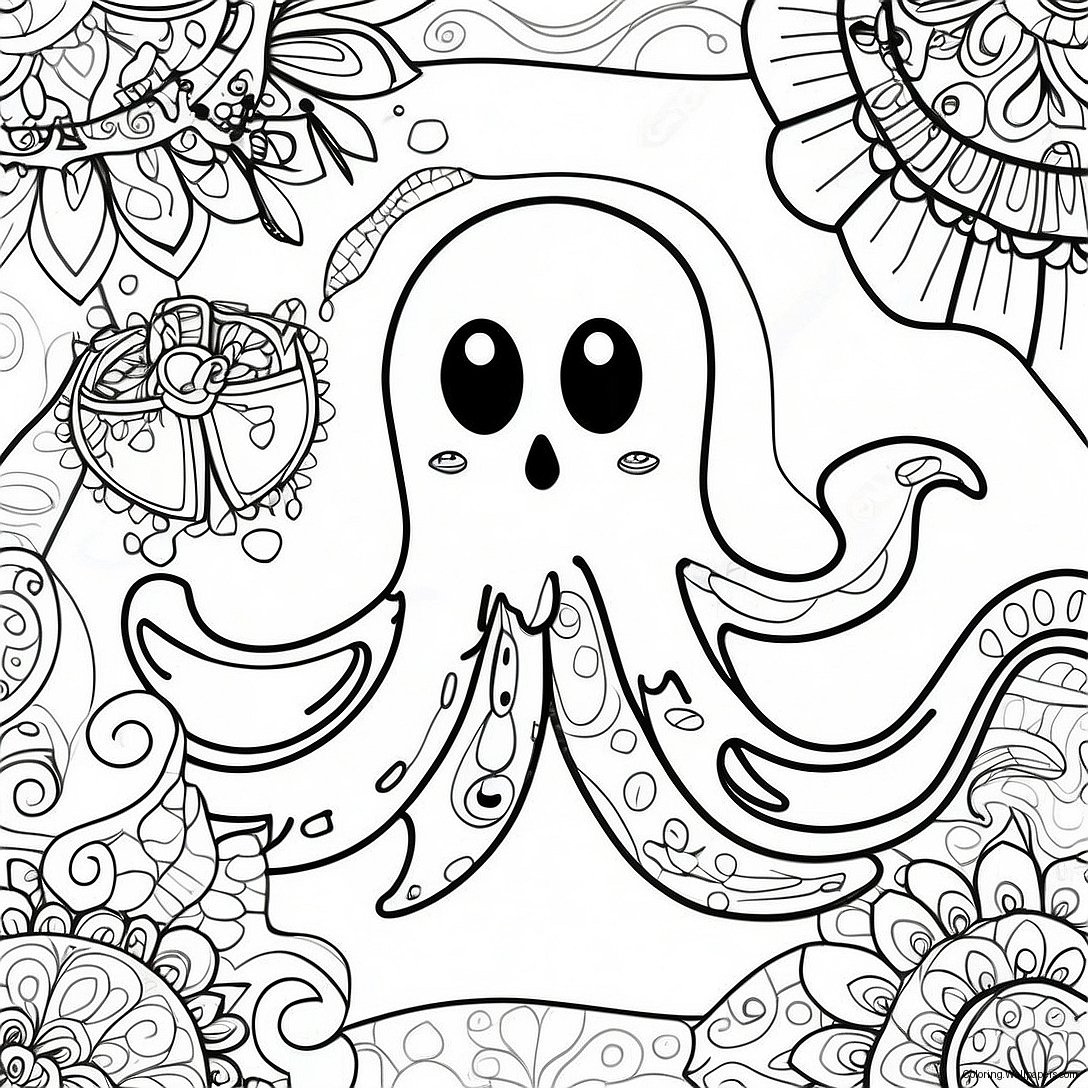 Kauhea Halloween Zentangle Aave Värittämissivu 37737