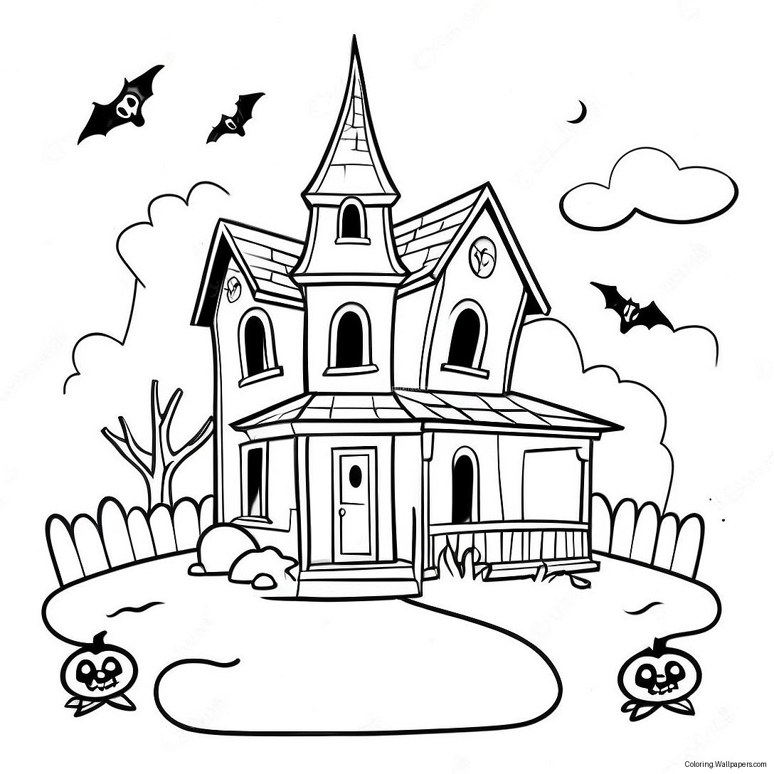 Spooky Haunted House Coloring Page 24802