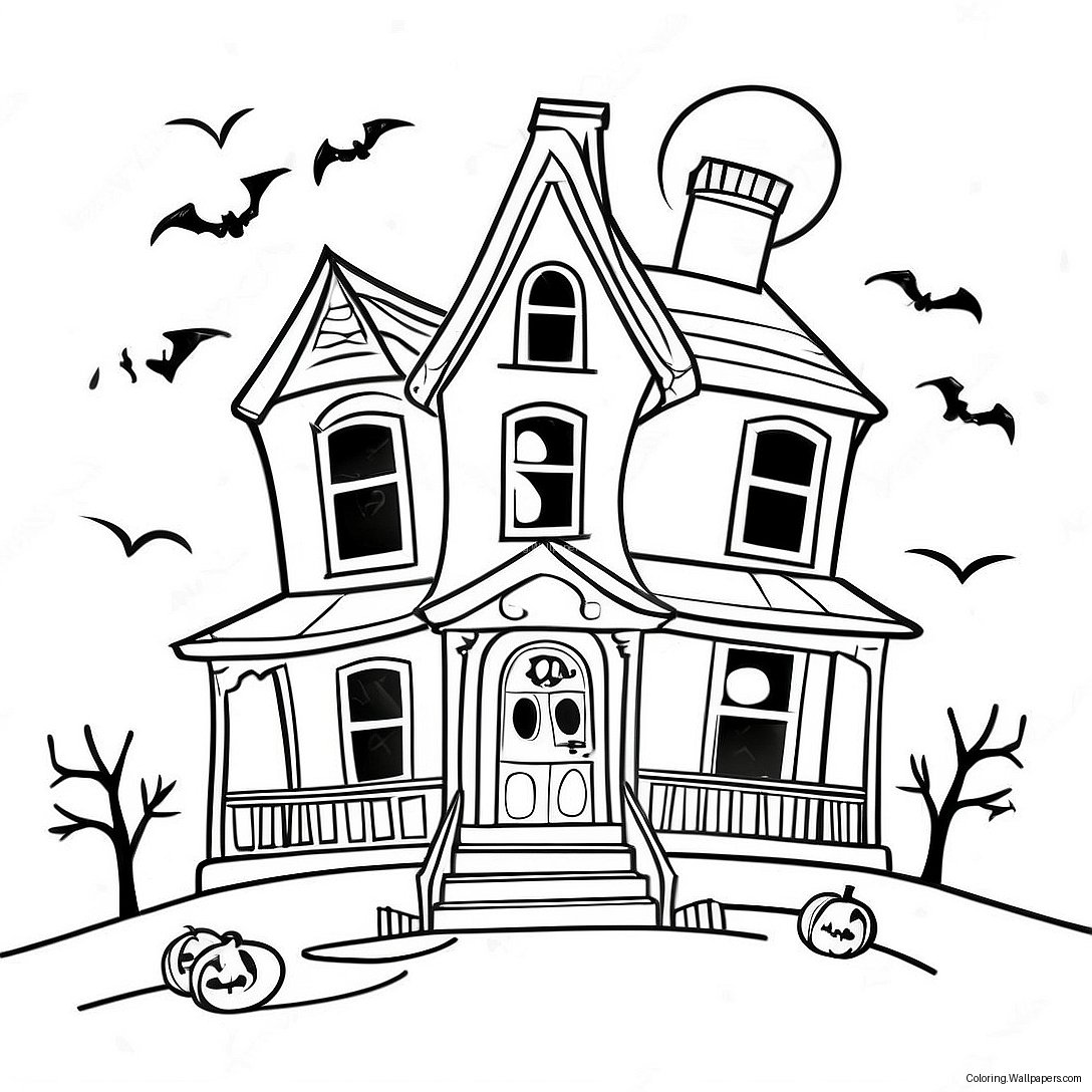 Spooky Haunted House Coloring Page 24804