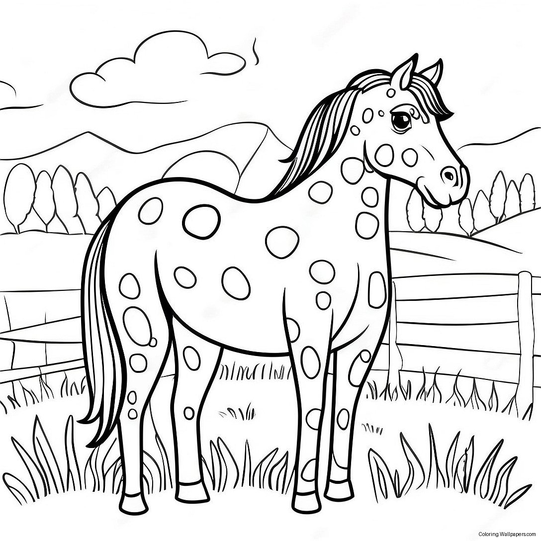 Spotted Appaloosa Horse In Meadow Coloring Page 32622