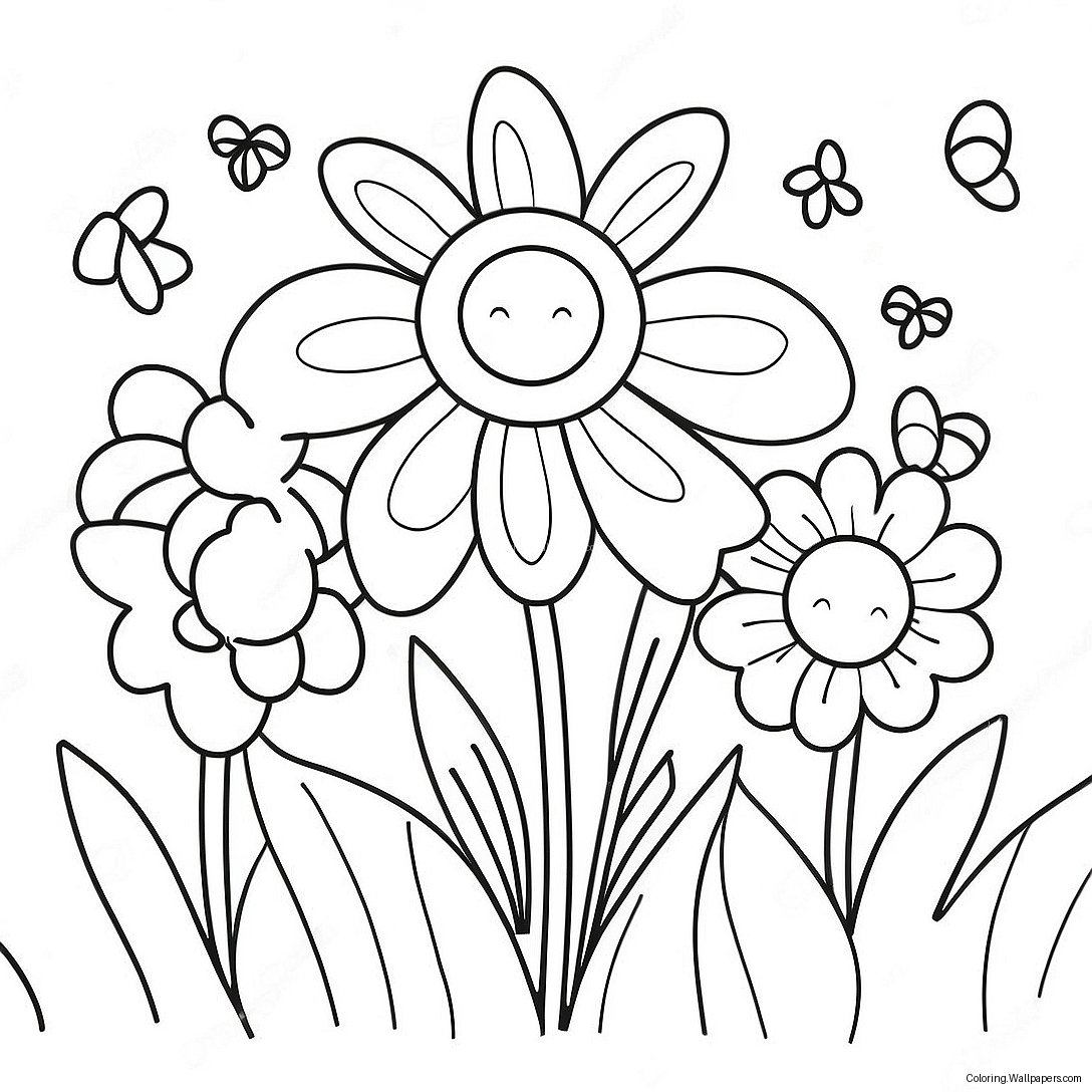 Spring Flowers Coloring Page 25054