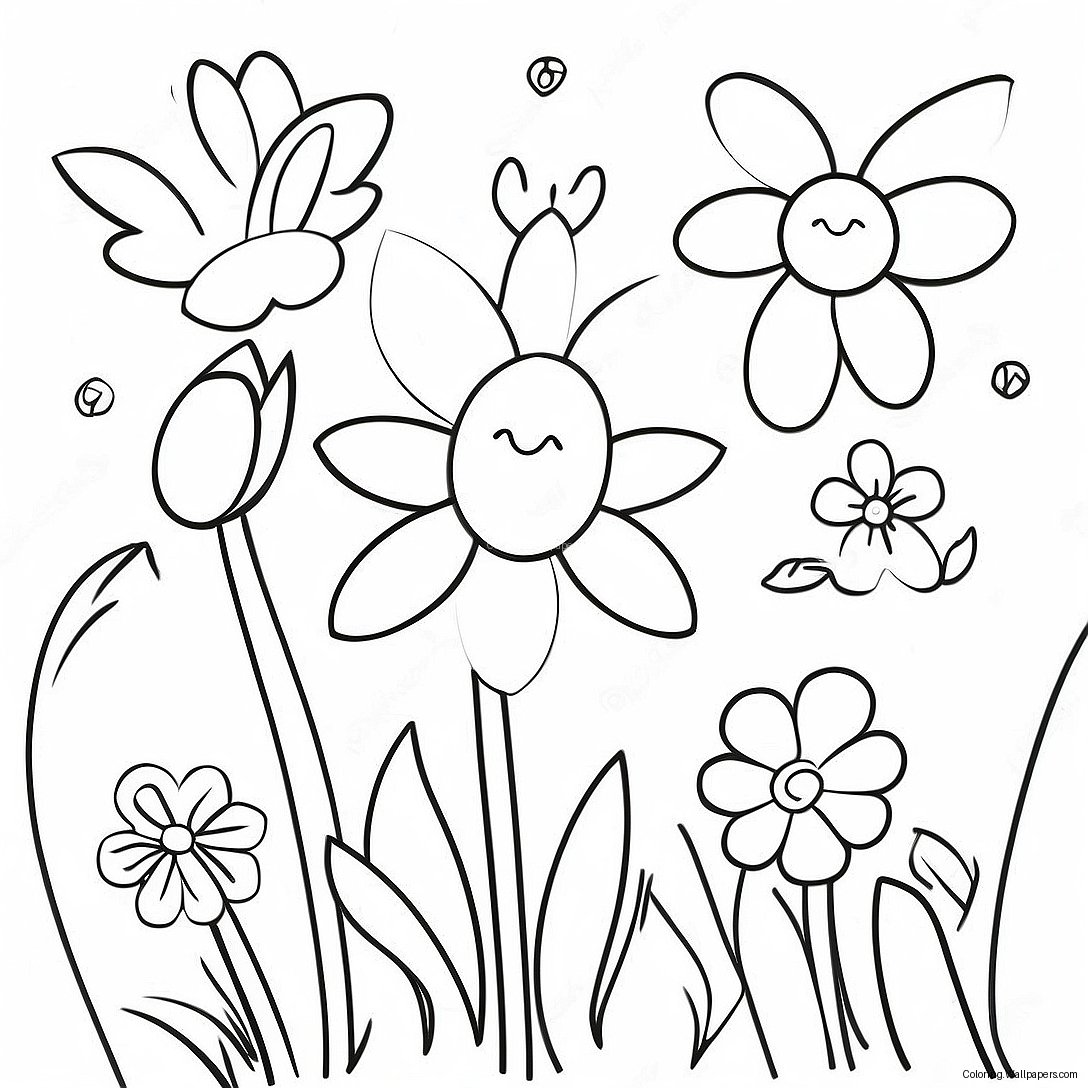 Spring Flowers Coloring Page 5276