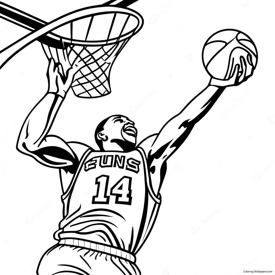 Spurs Basketball Player Dunking Coloring Page 40992