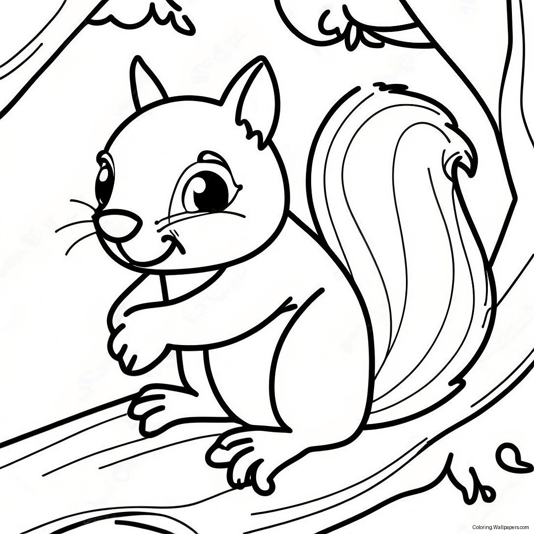 Squirrel In A Tree Coloring Page 48154