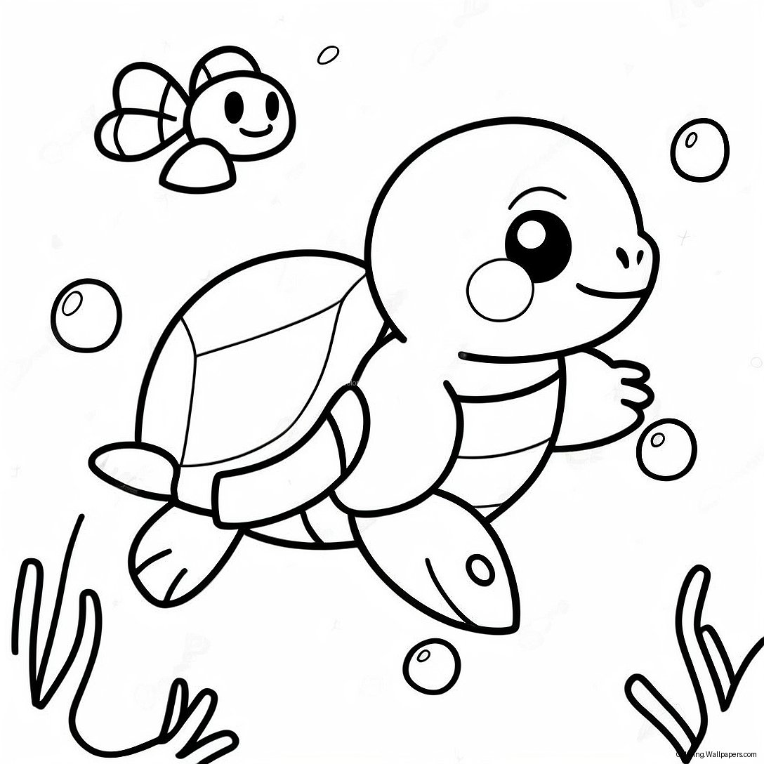 Página Para Colorear De Squirtle Nadando En El Océano 1688