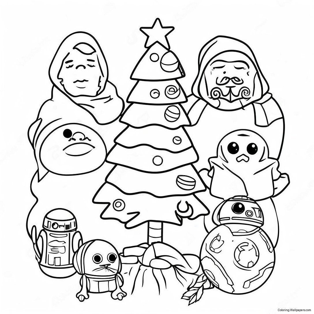 Albero Di Natale Di Star Wars Con Personaggi Pagine Da Colorare 16519