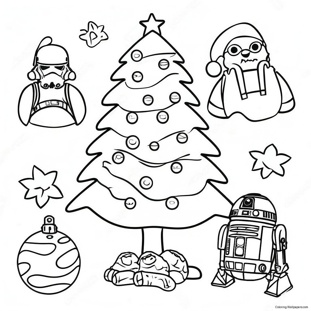 Star Wars Christmas Tree With Characters Coloring Page 16520