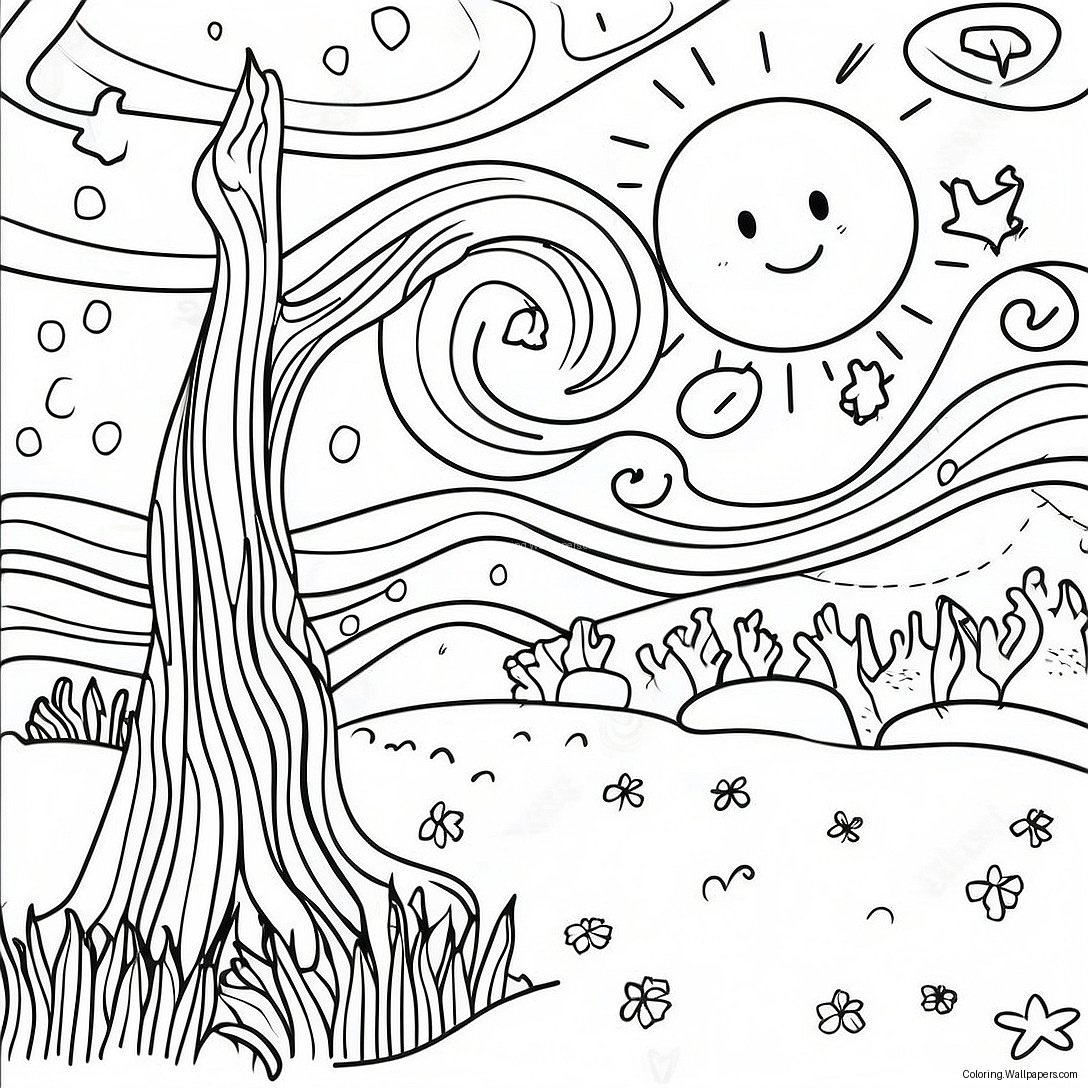 Starry Night Coloring Page 26420