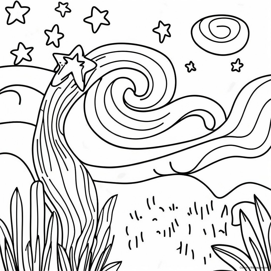 Starry Night Sky Coloring Page 34503