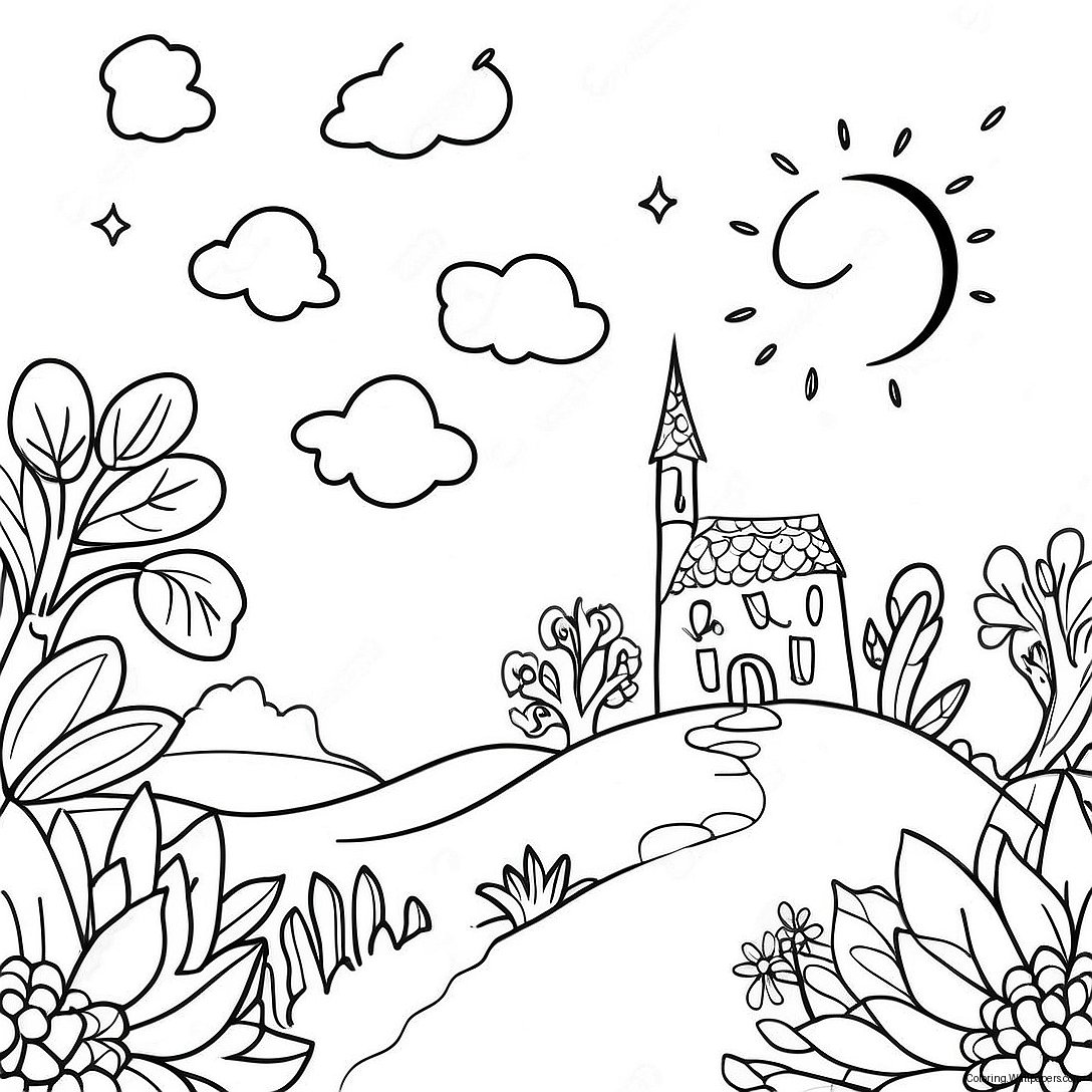 Starry Night Sky Coloring Page 34504