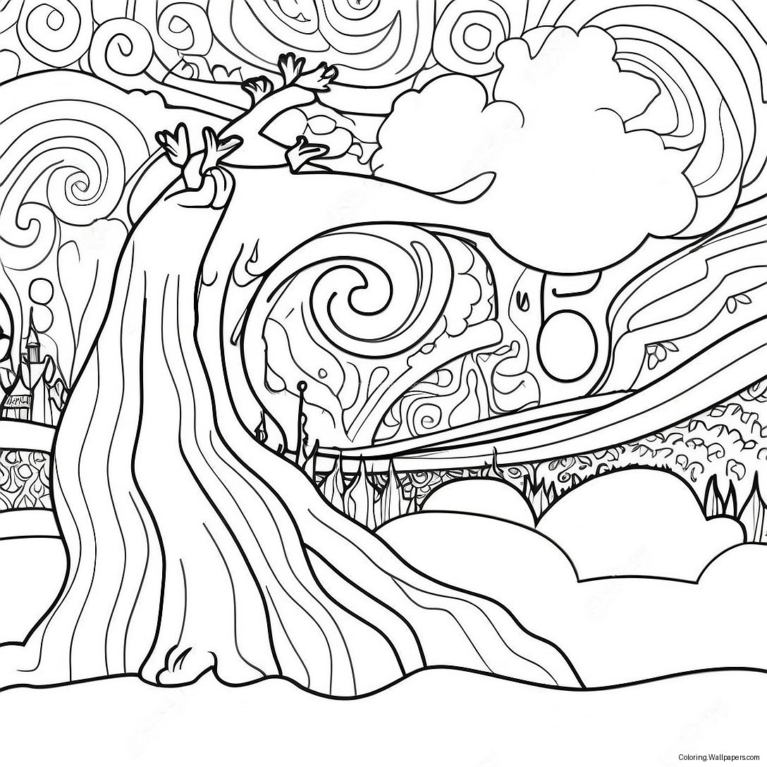 Starry Night Sky Coloring Page 38276