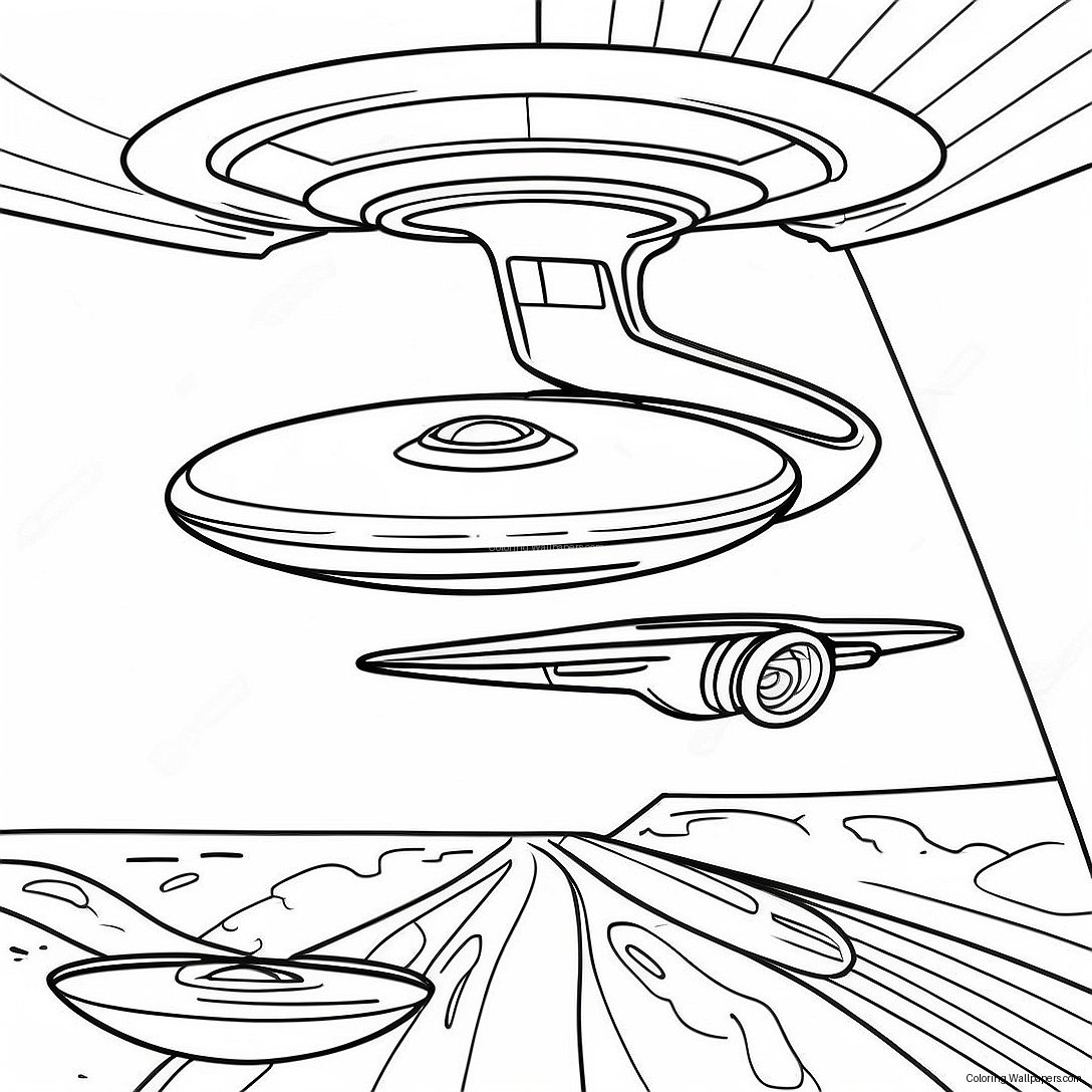 Página Para Colorir Da Nave Estelar Enterprise No Espaço 25094