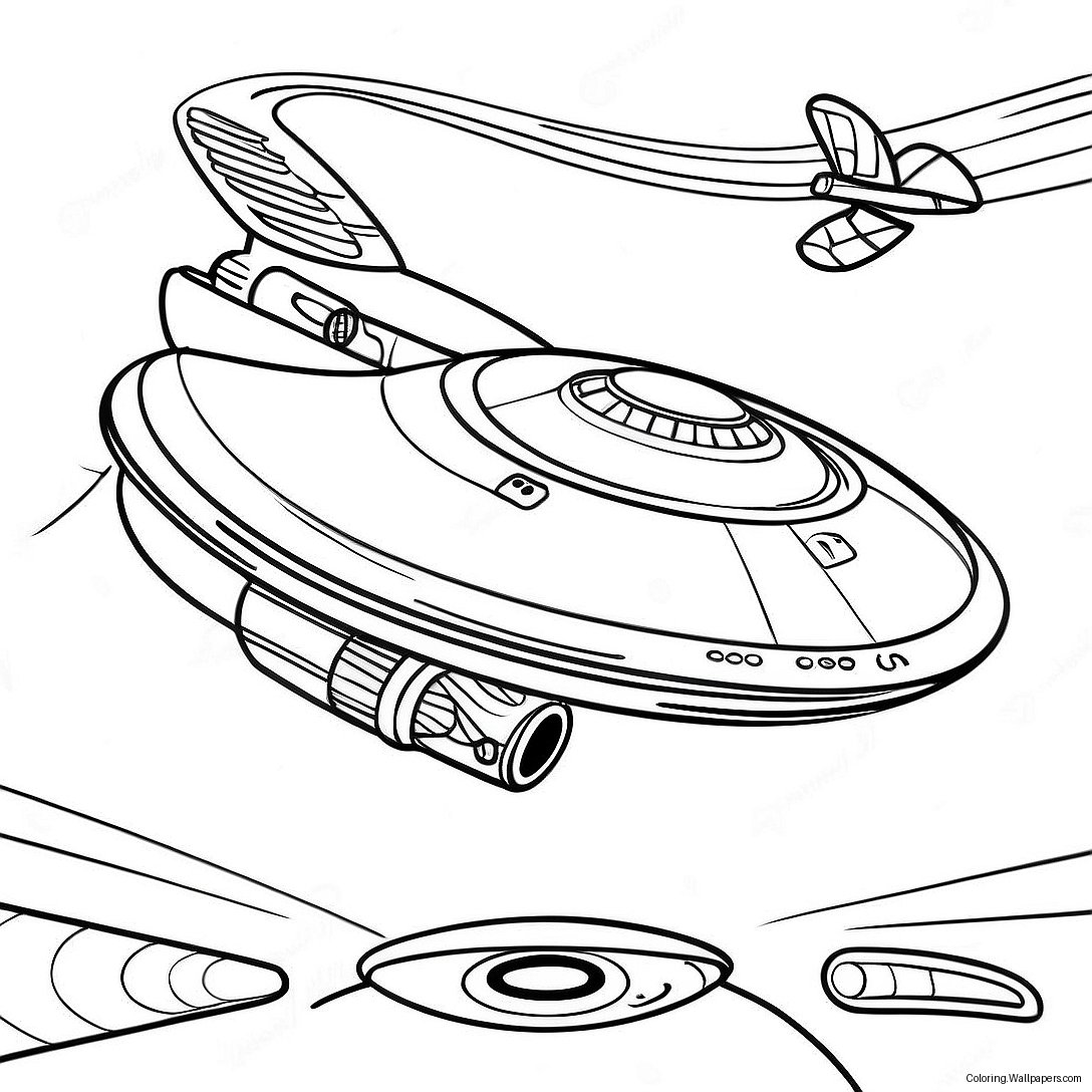 Página Para Colorir Da Nave Estelar Enterprise No Espaço 25096