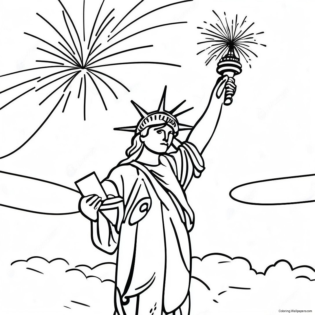 Freiheitsstatue Mit Feuerwerk Ausmalbild 20065