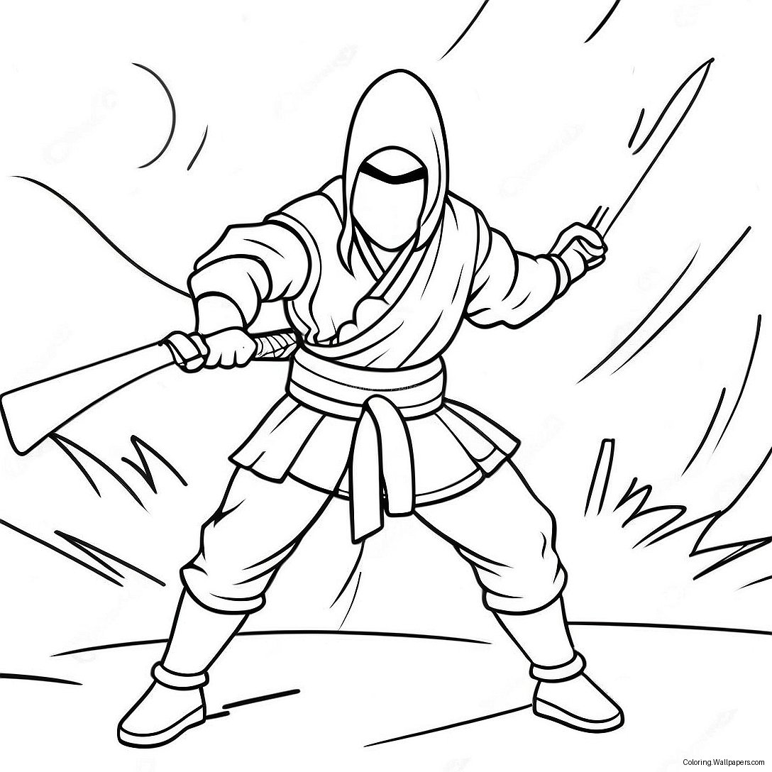 Stealthy Night Ninja In Action Coloring Page 54368