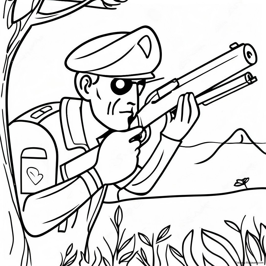 Stealthy Sniper In Camouflage Coloring Page 27851