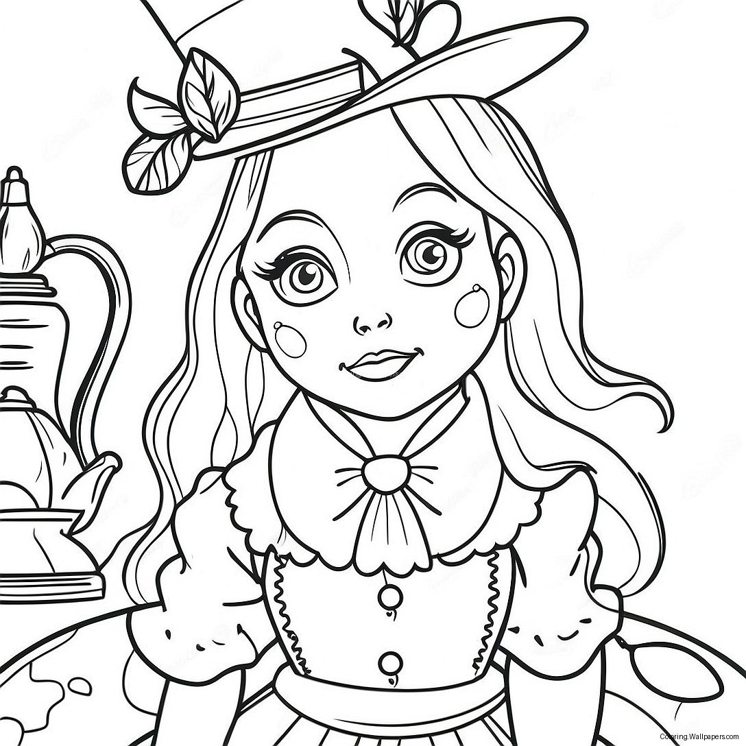 Steampunk Alice In Wonderland Coloring Page 18650