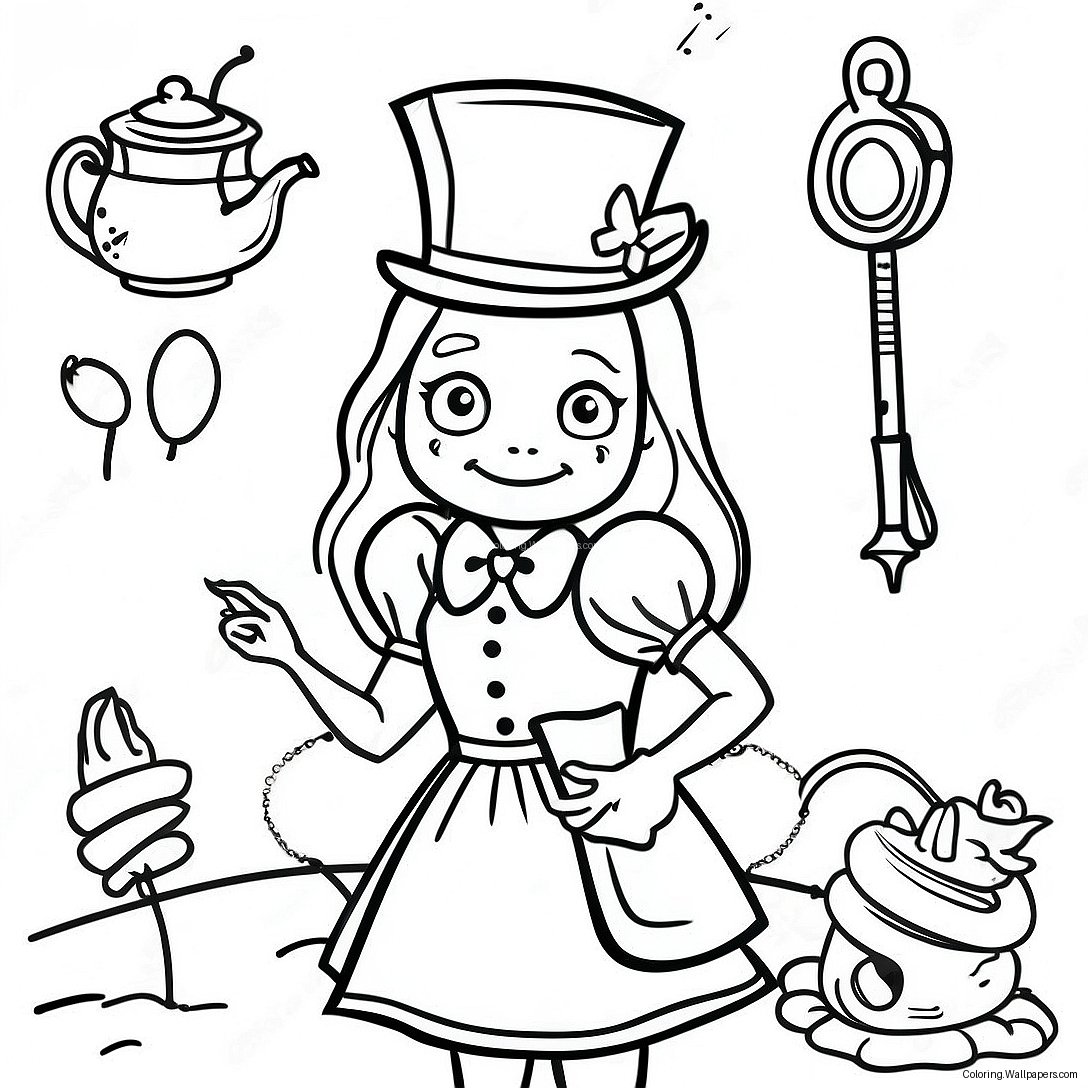 Steampunk Alice In Wonderland Coloring Page 18652