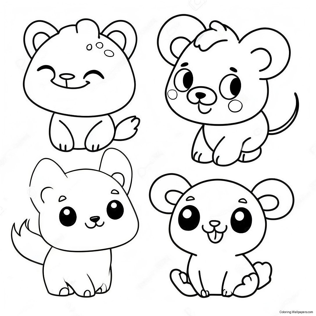 Sticker Coloring Page With Cute Animals 12829