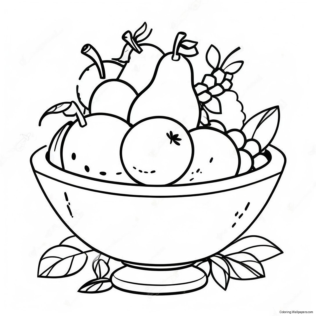 Still Life Fruit Bowl Coloring Page 40837