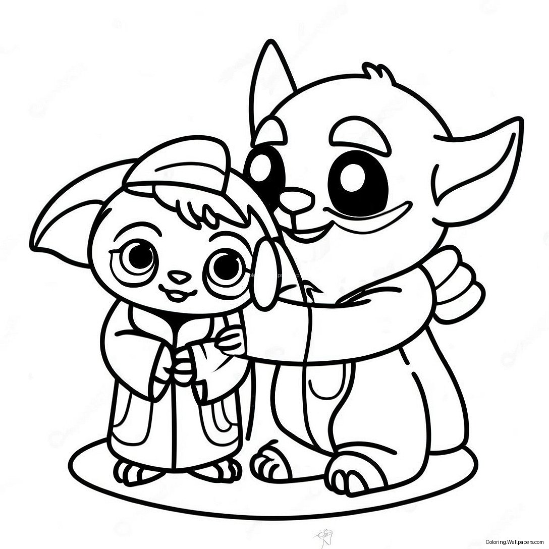 Stitch And Baby Yoda Coloring Page 12283