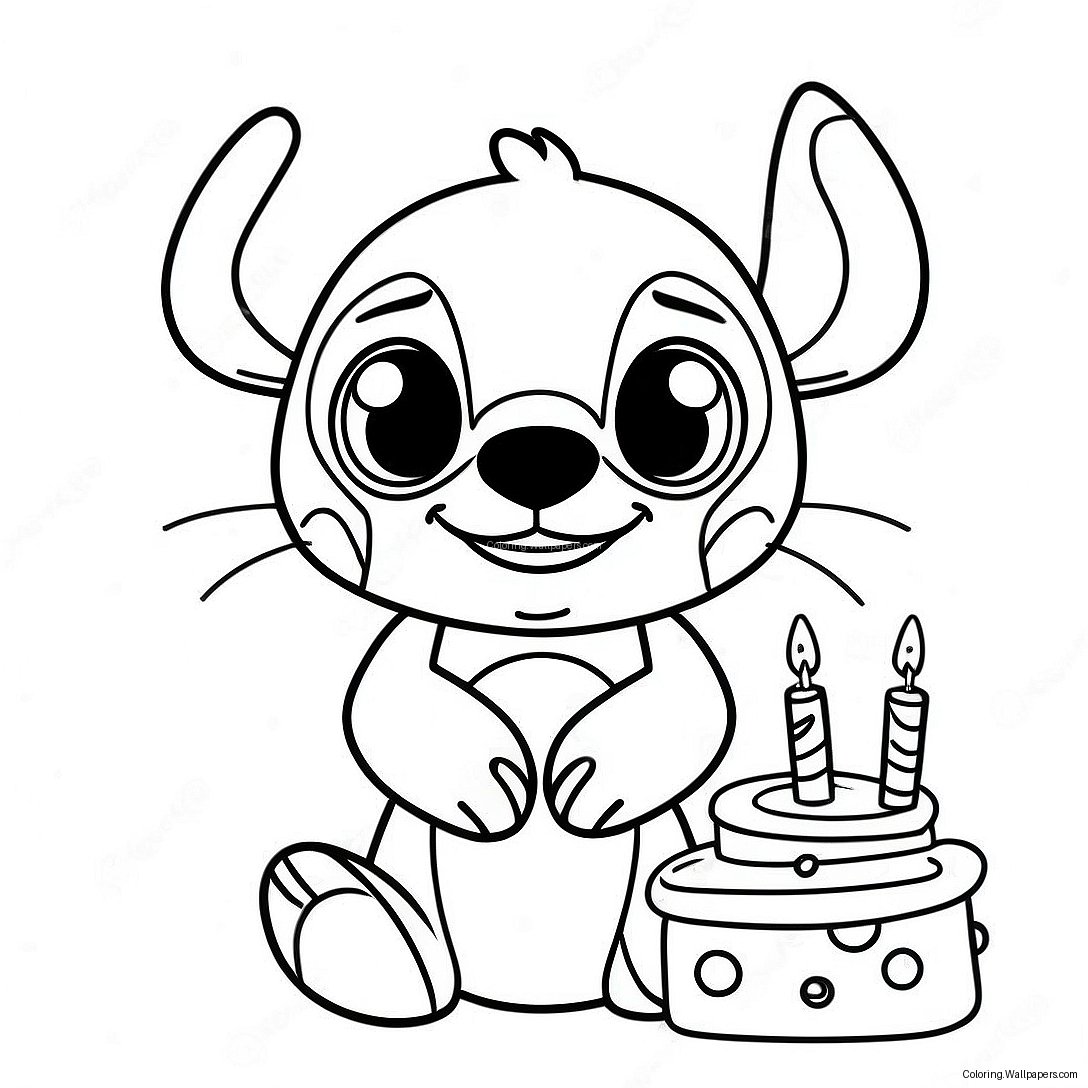 Página Para Colorear De Celebración De Cumpleaños De Stitch 7762