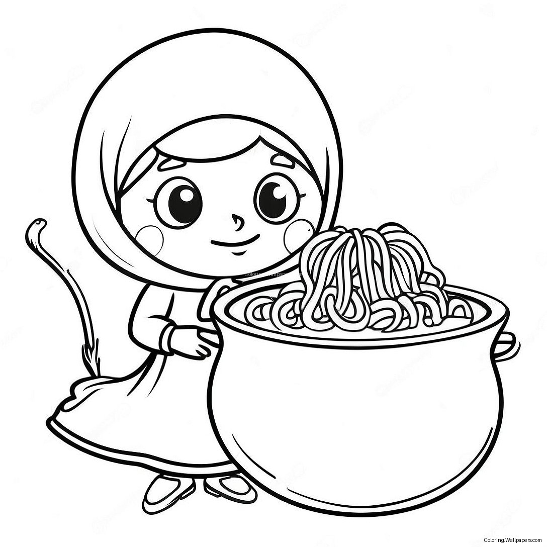 Strega Nona With Pasta Pot Coloring Page 45426