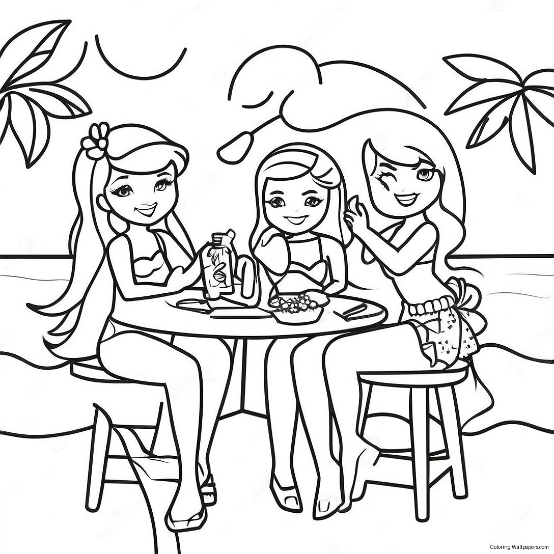 Page À Colorier De La Fête De Plage D'été De Barbie 43073