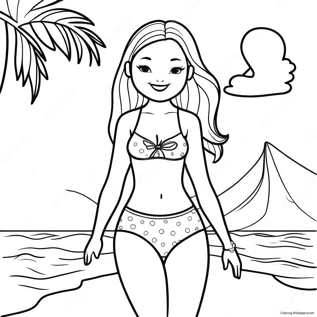 Page À Colorier De Barbie D'été En Maillot De Bain Coloré 43081