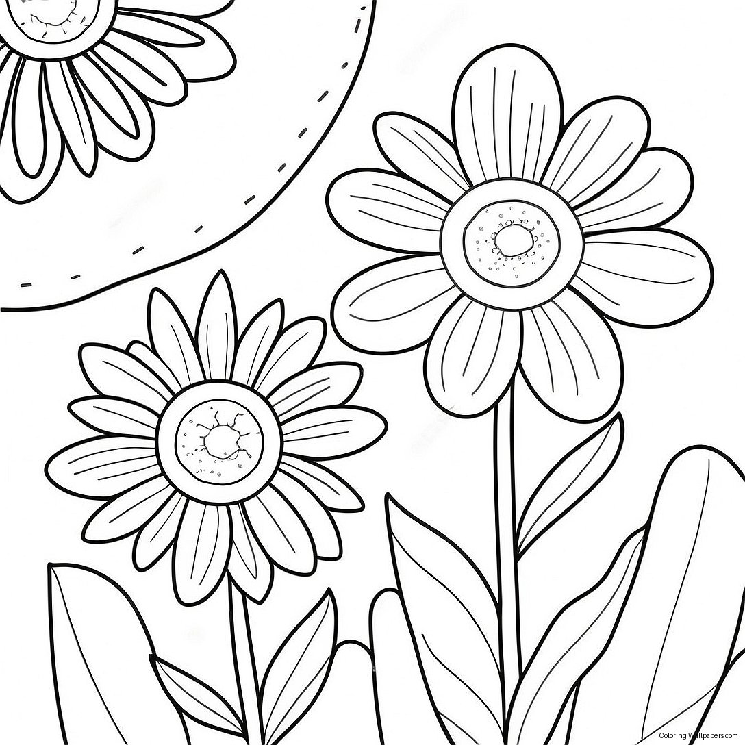 Summer Flowers Coloring Page 19505