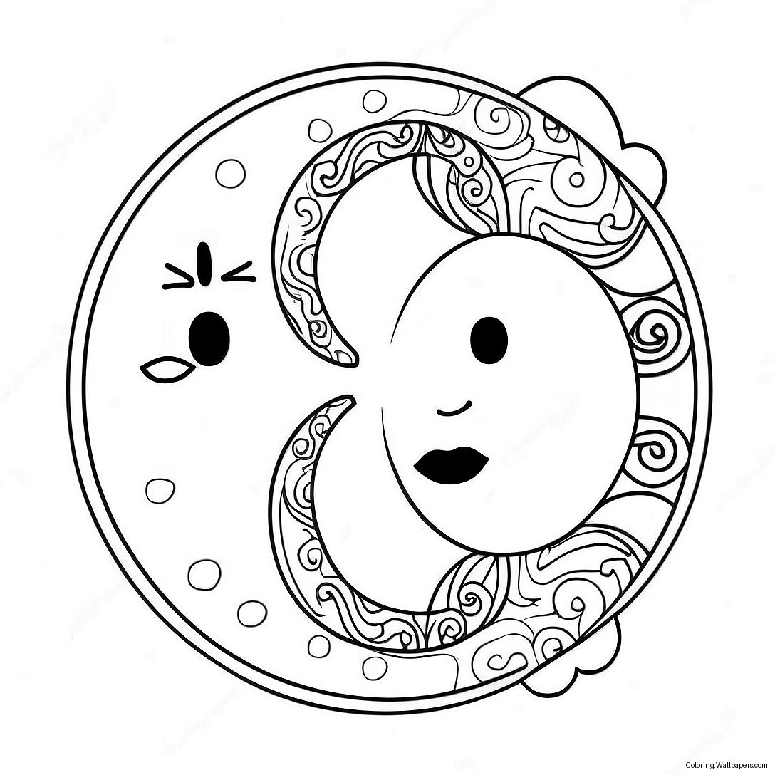 Sun And Moon Yin Yang Coloring Page 50889