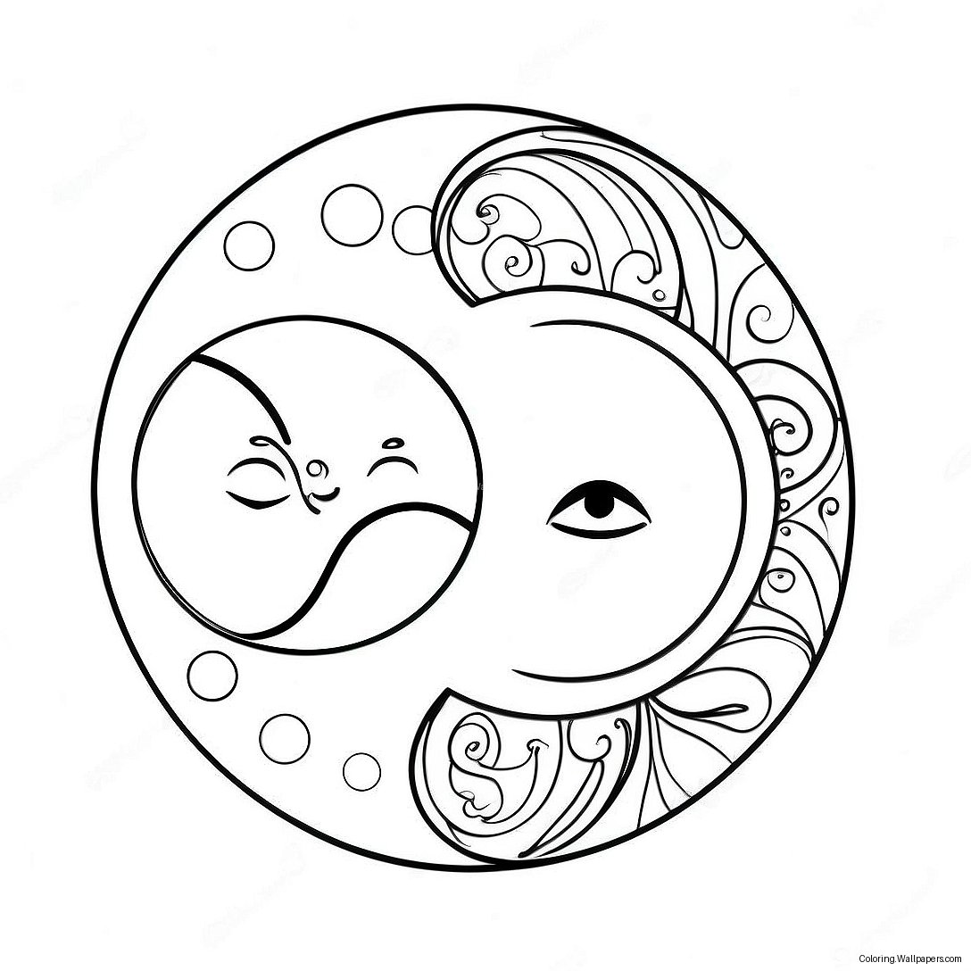 Sun And Moon Yin Yang Coloring Page 50890