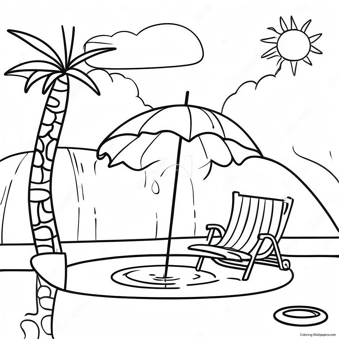 Sunny Day At The Pool Coloring Page 4489