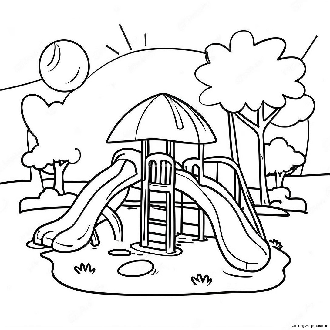 Sunny Day Playground Coloring Page 1351