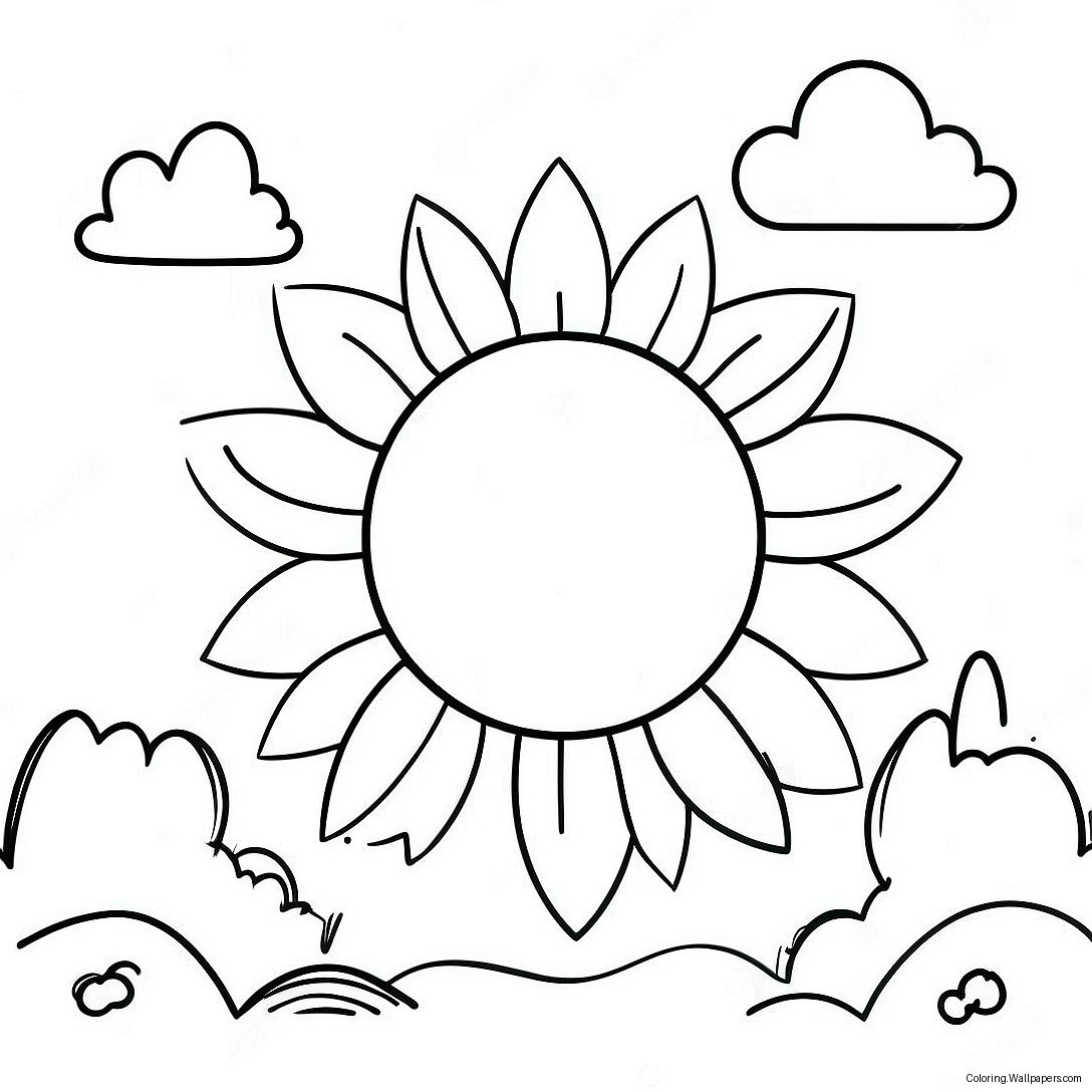 Sunny Day With Clouds Coloring Page 24978