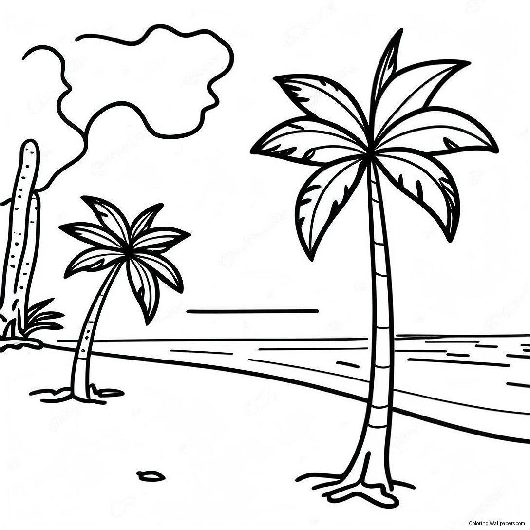 Page À Colorier De La Plage Ensoleillée De Floride 10074