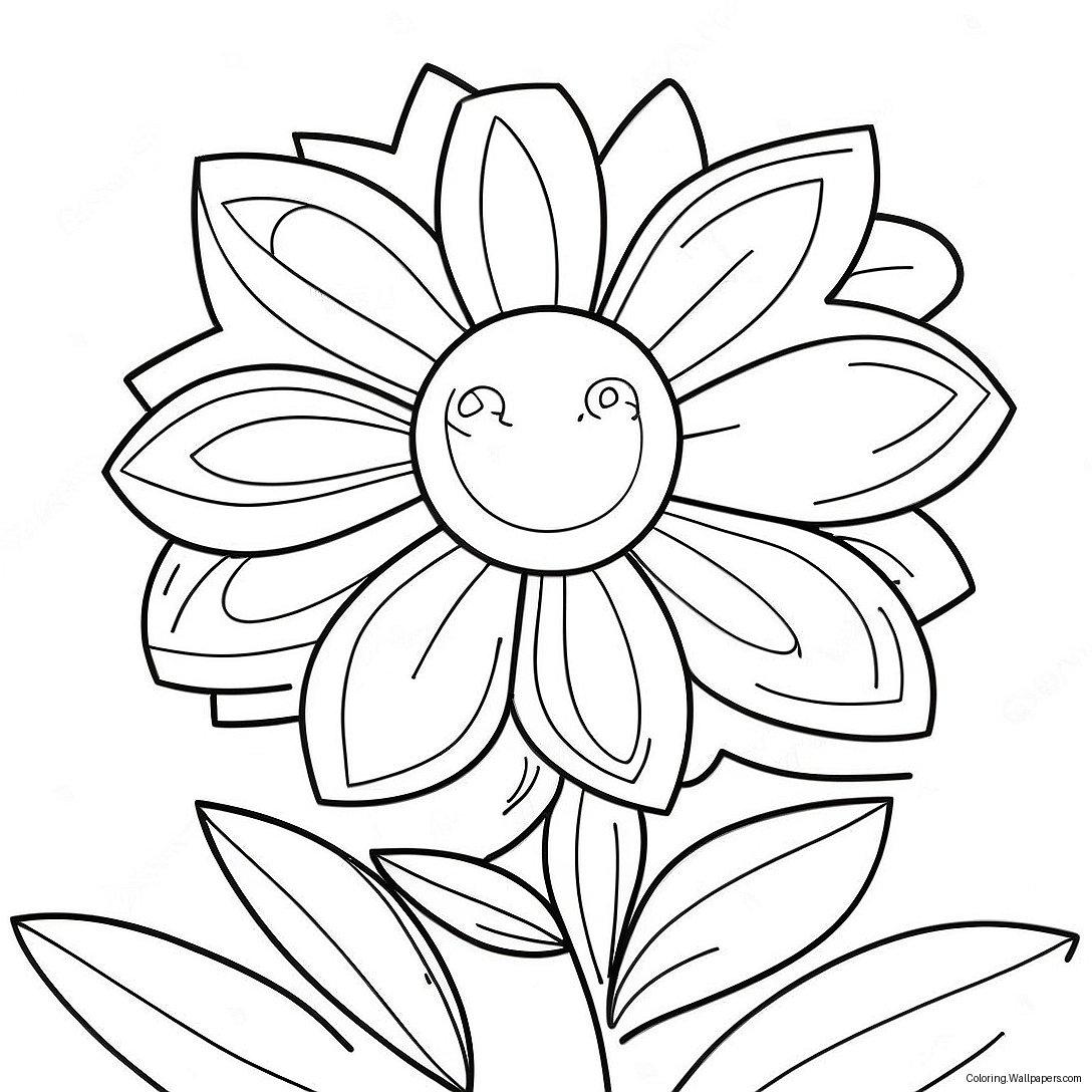 Super Easy Flower Coloring Page 22644