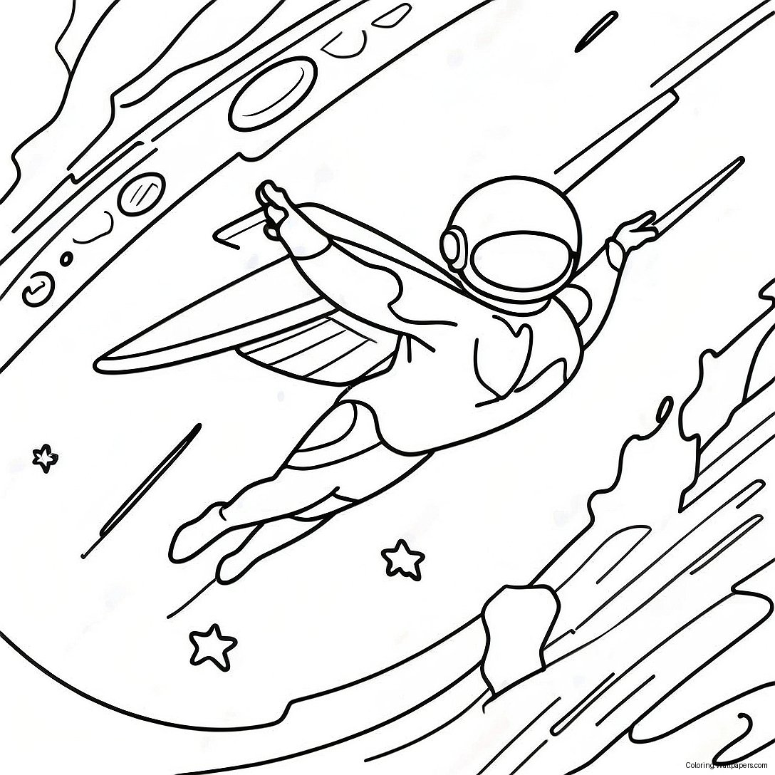 Super Silver Flying Through Space Coloring Page 18762