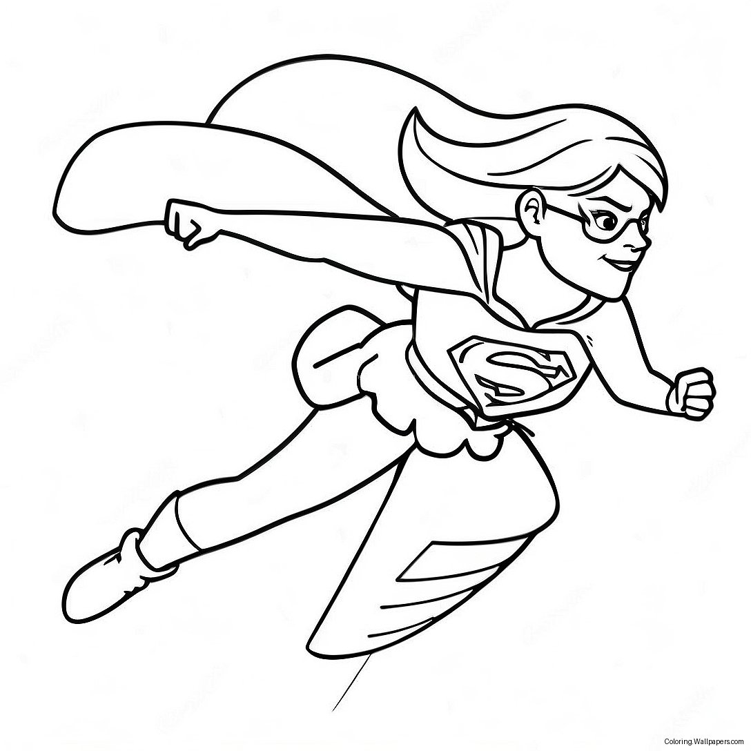 Supergirl Flying In Action Coloring Page 13549