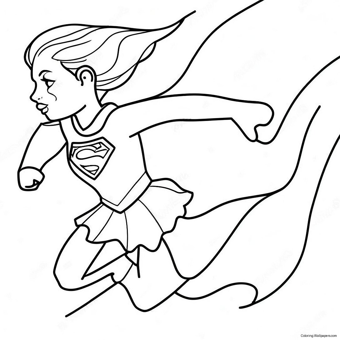 Supergirl Flying In Action Coloring Page 13550