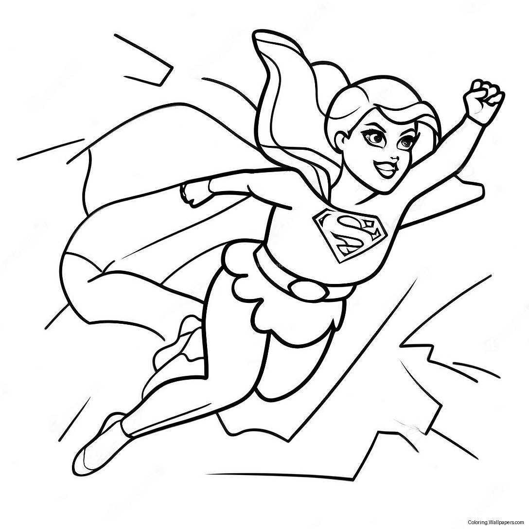 Supergirl Flyvende I Aktion Farvelægningsside 13551