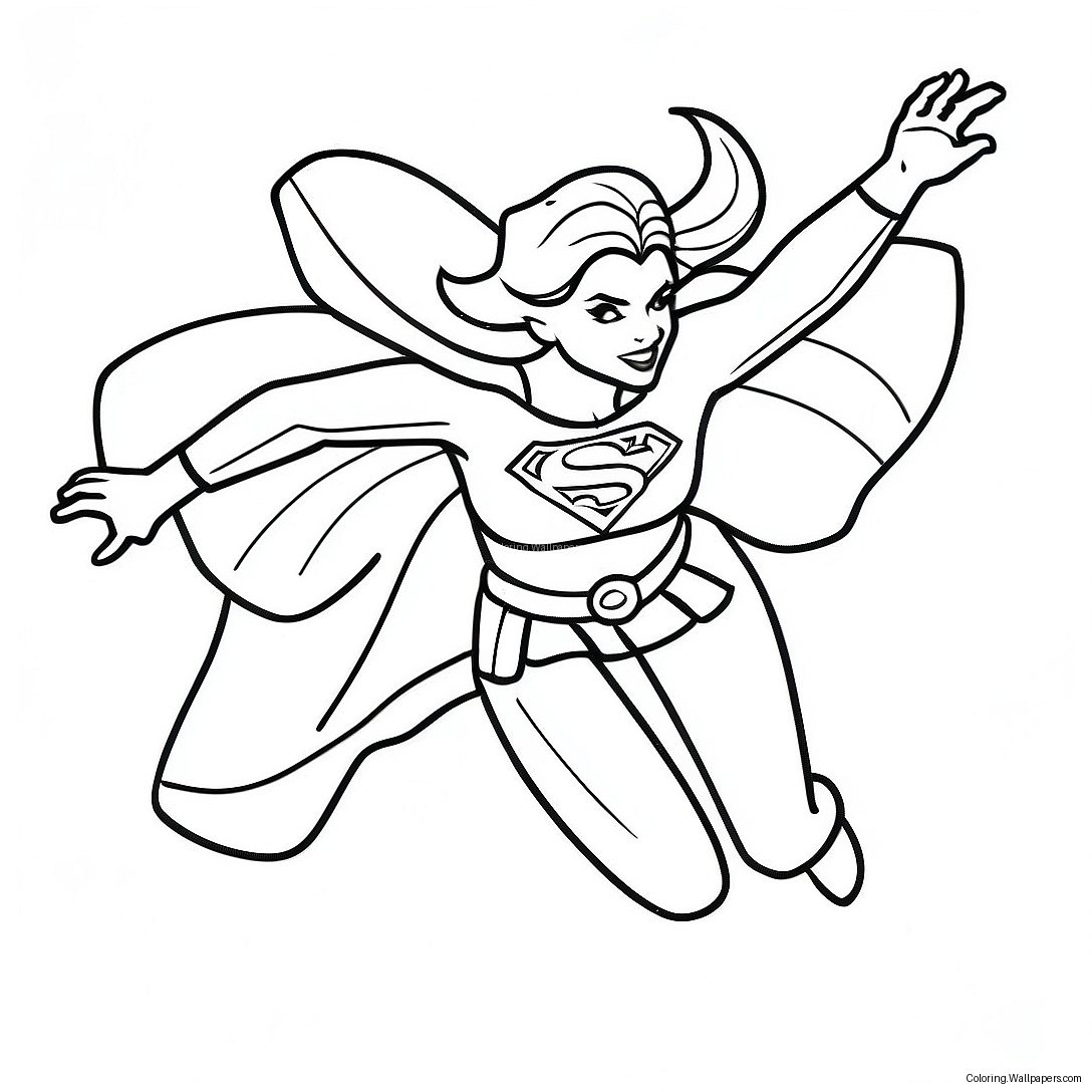 Supergirl Volant En Action - Page À Colorier 13552