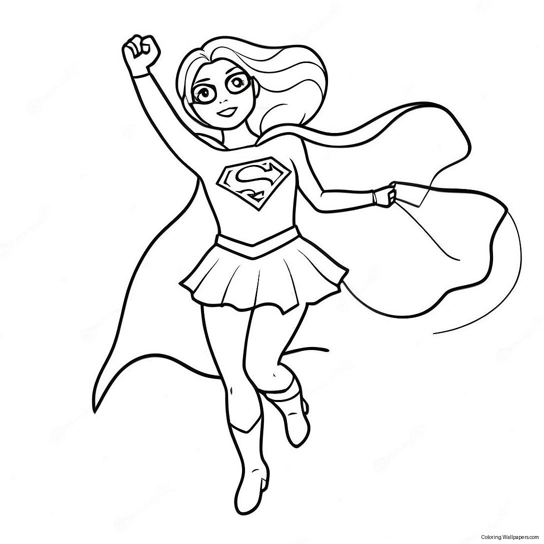 Pagini De Colorat Cu Supergirl Cu Pelerină 17426